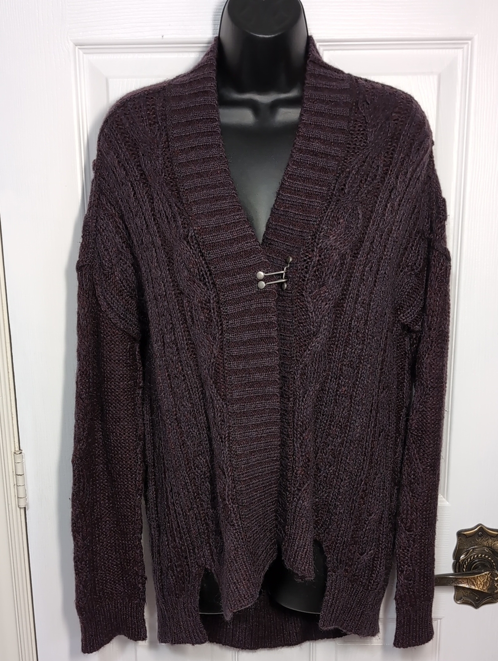 All Saints Spitalfields Oversized Cable knit Cardigan Mohair Wool blend size 4